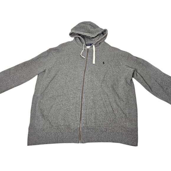 Polo Ralph Lauren Men's Full Zip Up Hoodie Sweatshirt Gray Size 2XL Pony Logo - Picture 2 of 12